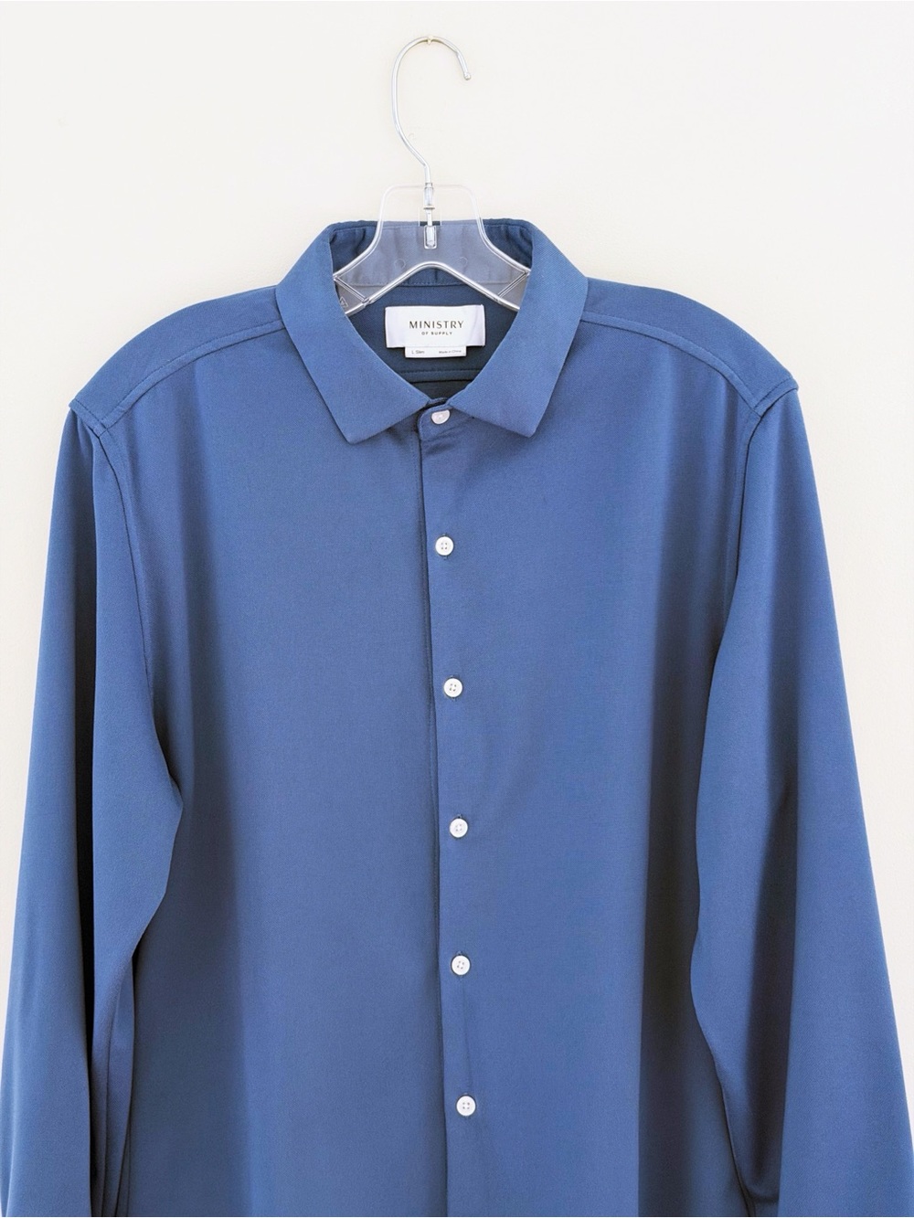 Ministry of Supply Men’s Blue Slim Fit Long Sleeve Shirt Size L - Picture 2 of 10
